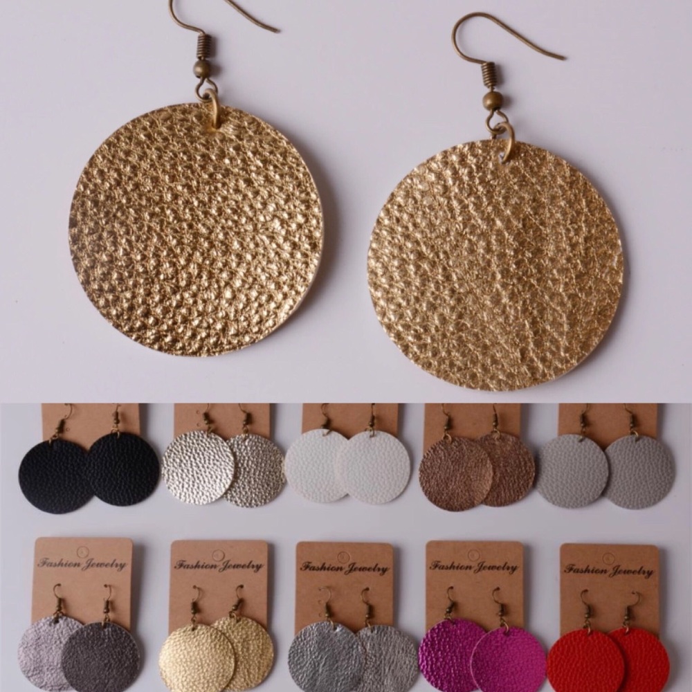 ❤️❤️round leather drop earrings❤️❤️